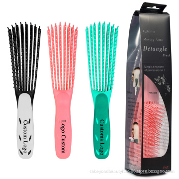 Black Pink Green 4c Curly Wavy Wet Afro Textured Detangling Brush for Natural Black Hair